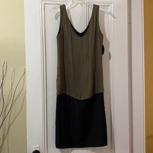NWT Black and Olive Silk Overlay Dress
